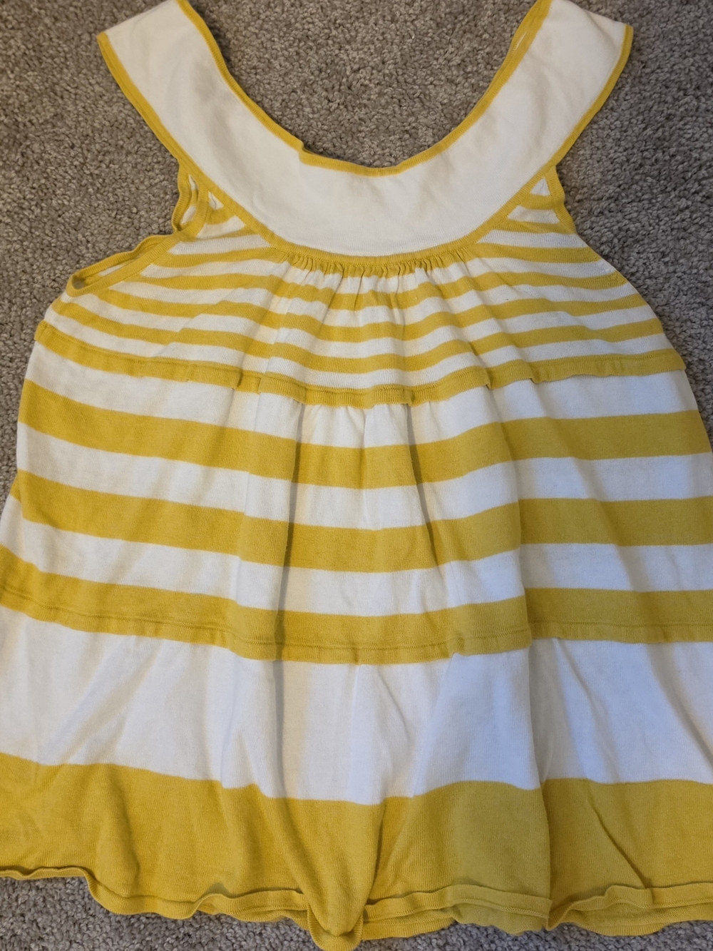 Free People Yellow & White Striped Sleeveless Shirt
